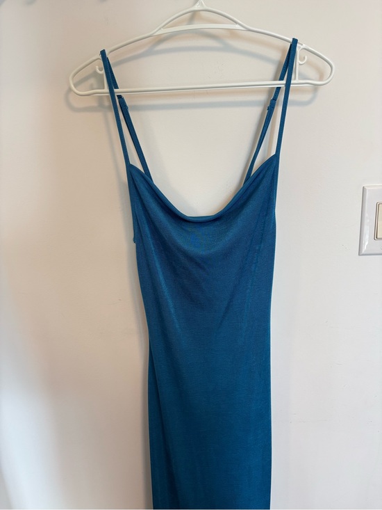 Dresses & Skirts - Slip Midi Dress with Cowl Neck in Teal Blue